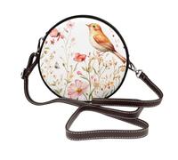 Butterfly Bird - Bolso cruzado redondo para mujer, diseño de mariposa, floral, de piel vegana, con correa ajustable