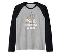 Butterfly Book Live Laugh & Love Books Reading Lover Bookish Camiseta Manga Raglan