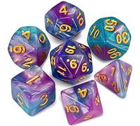 Butterfly Bush - Polyset Dice | Polydice | Purple Blue Green Teal Glitters and Gold | Dice Set of 7 Pieces| D&D and RPGs | Plastic Dice Set | Polyhedral Dice Set | DnD / D&D / Dungeons and Dragons