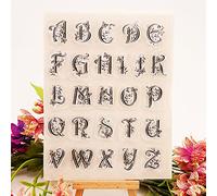 Butterfly Capital - Sellos transparentes de 26 letras, 26 letras, patrón de alfabeto, sellos transparentes para decoración de tarjetas de vacaciones, álbum de recortes, manualidades