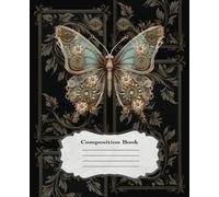 Butterfly Composition Notebook - College Ruled: Gold Leaf on Black Background Butterflies Theme Cover, 7.5 x 9.25 inches, Lined Pages for Writing Notes