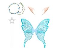 Butterfly Fairy Costume, Halloween Outfit Butterfly Wings, Dress Up Set with Wand and Ears, Whimsical Lightweight Design, Ideal for Girlfriend, Girls, Adults, Sisters, Teens