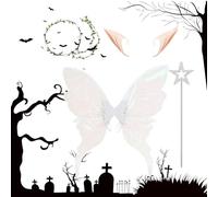 Butterfly Fairy Costume, Halloween Outfit Butterfly Wings, Dress Up Set with Wand and Ears, Whimsical Lightweight Design, Ideal for Girlfriend, Girls, Adults, Sisters, Teens
