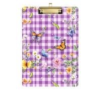 Butterfly Garden - Portapapeles a cuadros impermeable para estudiantes, niñas, niños, profesores, tamaño 9 x 12 pulgadas