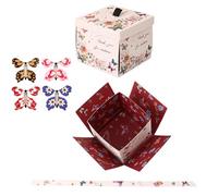 Butterfly Gift Box - de regalo de 14,5 cm con mecanismo automático de primavera, regalo de cumpleaños temático, recipiente decorativo reutilizable con pantalla revoloteadora, romántico