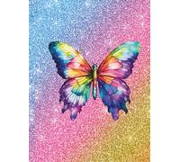 Butterfly Glow: A Dreamy Hardcover Lined Notebook with Gradient Glitter Background and Pastel Butterfly Design - 8.25" x 11", 200 Pages for Notes, Journaling & Creativity