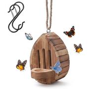Butterfly House for Garden, Premium Wooden Moths House and Feeder with Rope, Weatherproof Butterfly Hotel Habitat, Hanging Butterfly Feeding Station&Bee Hotel for Outdoors