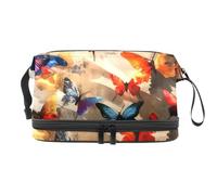 Butterfly in The Light - Neceser de doble capa para mujeres y niñas, neceser de viaje, bolsa organizadora de maquillaje con compartimento para brochas, multicolor, 27x15x14 cm/10.6x5.9x5.5 in, Neceser