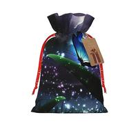 Butterfly In The Night - Bolsa resistente con cordón, perfecta para regalos, viajes y uso diario con etiquetas de regalo Kraft