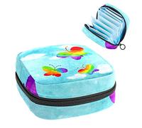 Butterfly LGBT Pride Rainbow Period Pouch portátil, bolsa de almacenamiento de tampón para servilletas sanitarias, Varios colores, 4.7x6.6x6.6 in/12x17x17 cm