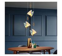 Butterfly Long Creative Art Rotating Stair Pandent Lights Duplex Villa Lighting for Living Dining Room Lamp LED Chandelier (3headsround Warmlight)