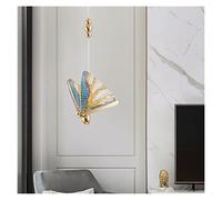 Butterfly Long Creative Art Rotating Stair Pandent Lights Duplex Villa Lighting for Living Dining Room Lamp LED Chandelier (Small 1 Head Warmlight)
