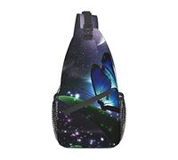 Butterfly Night Clock Gears Sling Bag, Mochila de Hombro Paquete de Pecho Causal Crossbody Daypack para Mujeres Hombres Senderismo Viajes