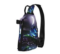 Butterfly Night Space Planet Diagonally Sling Bag, Crossbody Sling Backpack Shoulder Chest Bag para Mujeres Hombres, Travel Hiking Daypack