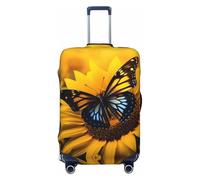Butterfly On Sunflower Fundas de equipaje de viaje - Fundas protectoras elásticas para maletas de 18 a 32 pulgadas, Negro -, Mediano