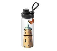 Butterfly On The Top of The Tower - Botella de agua aislada a granel de 18 onzas, acero inoxidable con tapa para adultos. Ideal para uso diario y actividades al aire libre