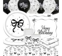 Butterfly Party tableware, Spring and Summer 81 pieces of Butterfly Happy Birthday Party Decoration Theme, Cake Decoration including Paper Cups, Dinner Plates, napkins, tablecloths, balloons