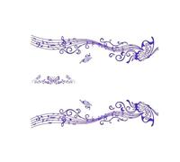 Butterfly Pattern Car Sticker for Whole Vehicle Garland Notation Tablature All The Waist Line Garland of Cute Stickers(Purple)