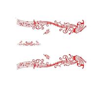 Butterfly Pattern Car Sticker for Whole Vehicle Garland Notation Tablature All The Waist Line Garland of Cute Stickers(Red)