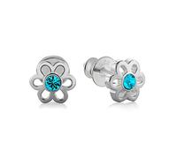 butterfly Pendientes Para Niñas En Plata Esterlina Con Cristal Decorativo En Forma De Flor