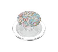 Butterfly Pink White Blue Stained Art Stain Butterflies PopSockets PopGrip para MagSafe
