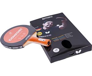 BUTTERFLY Raqueta de Tenis de Mesa Comfort | Raqueta de Tenis de Mesa Profesional para Principiantes y Jugadores avanzados | Gomas aprobadas por la ITTF Negro/Rojo | Superficie de Agarre
