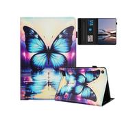 (Butterfly Reflection, Multicolor) Tablet Case For Amazon Fire 7 (2019) (2017) 2015 Pattern Leather Cover Auto Sleep Wake, Card Holder