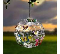 Butterfly Solar Garden Lights - Hanging Decorative Ball Lantern Outdoor Ornament - Aluminum Waterproof Powered for Yard Pathway Balcony (Colorful Light)