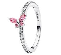 Butterfly Sterling Silver Ring with Fancy Pink and Clear Cubic Zirconia