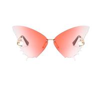 Butterfly Sunglasses, Trendy Eyeglasses, Oversized Glamour Frameless Chic Uv400 Protection Gradient Lenses Rhinestone Accents, Anti-Glare Eyewear for Women Outdoor Summer Festival Beach Vacation