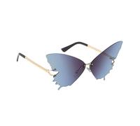 Butterfly Sunglasses, Trendy Eyeglasses, Oversized Glamour Frameless Chic Uv400 Protection Gradient Lenses Rhinestone Accents, Anti-Glare Eyewear for Women Outdoor Summer Festival Beach Vacation