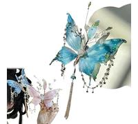 Butterfly Tears - Clip para el pelo con alas de hada, pinzas para el pelo con alas de hada, pinzas para el pelo con alas móviles 3D, para mujeres (azul)