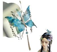 Butterfly Tears Tassel Hair Clip, fairy wings Beaded Design Hair Claws for Hairstyles, Butterfly Tassel Hair Clip for Women(Blue)