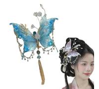 Butterfly Tears Tassel Hair Clip for Women, Butterfly Tassel Hair Clip, Butterflys Beaded Design Hairs Claws for Hairstyles (Blue)
