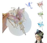Butterfly Tears Tassel Hair Clip, Large Fairy Wing Hair Clips, Butterfly & Beaded Design Hairs Claws, for Party Cosplay Photos Shoot (Pink*1)