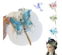 Butterfly Tears Tassel Hair Clip, Large Fairy Wing Hair Clips, Butterfly & Beaded Design Hairs Claws, for Party Cosplay Photos Shoot (Blue*1)