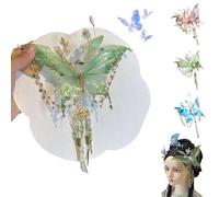 Butterfly Tears Tassel Hair Clip, Large Fairy Wing Hair Clips, Butterfly & Beaded Design Hairs Claws, for Party Cosplay Photos Shoot (Green*1)