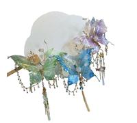 Butterfly Tears Tassel Hair Clip,Large Fairy Wing Hair Clips,Butterfly Tassel Hairs Clip, with Sparkling Beads & Dangling Tassels for Women (Pink-Purple+Blue+Green)
