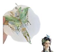 Butterfly Tears Tassel Hair Clip,Large Fairy Wing Hair Clips,Butterfly Tassel Hairs Clip, with Sparkling Beads & Dangling Tassels for Women (Green)
