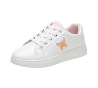 Butterfly - Tenis gruesos para mujeres y niñas, plataforma de 3 cm, zapatos blancos para caminar, para viajes y regalos, ligeros y cómodos, Blanco & Rosa, 37 EU