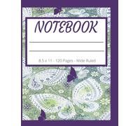 Butterfly Themed Notebook: Wide Ruled | 122 Pages (120 Lined Blank for Writing and 2 Fun Fact Pages | 8.5 x 11 inches .... Great for School, Work, Journaling or Note-Taking