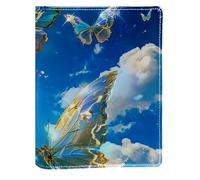 Butterfly Under Blue Sky - Funda de libro reemplazable de piel sintética, reutilizable, adecuada para cuadernos de 148 x 210 mm