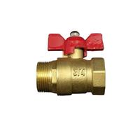 Butterfly Valve Válvula de bola latón 2 vías con cierre y manija mariposa roja, rosca hembra a macho BSP 1/4", 3/8", 1/2" 3/4" para Inodoro Completo(1/2")