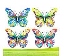 Butterfly Wall Decor, Metal Garden Art, Outdoor Sculpture Set, 4 Pack Patio Decoration Weather Resistant Vintage Style for Farmhouse Patio Garden Porch Yard Fence Balcony Indoor Lovers Display Use