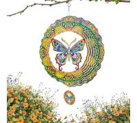 Butterfly Wind Spinner - Rustic Sculpture for Patio | Metal Art with Weather Resistant Finish, Outdoor Garden Decor, Porch Courtyard Accent, Balcony Housewarming Ornament, Backyard Decorative