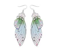 Butterfly Wings Earrings Long Fairy Tale Bridal Drop Earbobs Studs Eardrop for Women Ladies 2 Pair