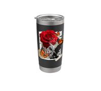 Butterfly Wings Melting Red Rose Tee, Poetic Wings, Mujer Vaso térmico de acero inoxidable de doble pared