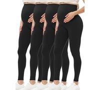 Buttergene Leggings de Maternidad para Mujer, para Embarazo, Ropa Activa, Entrenamiento, Yoga, Pantalones, 4 Unidades, Color Negro, L