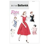 Butterick 5708 - Patrón de Costura para Confeccionar Vestido Retro de Mujer (5 Modelos Diferentes, Tallas 34-42) [en inglés y alemán]