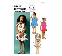Butterick B5876 - Patrón de Costura para Confeccionar Vestido de niña (Instrucciones en inglés, alemán y francés)